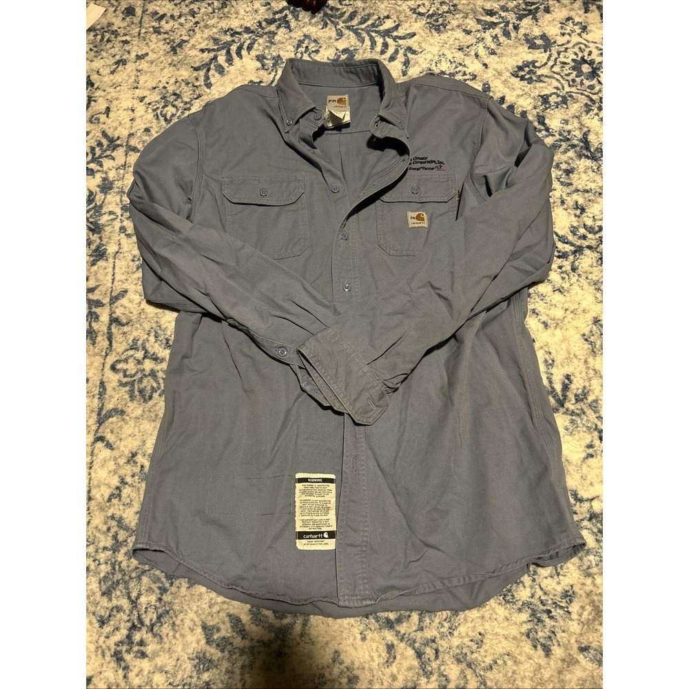 Carhartt FR Shirt Mens Large Tall Flame Resistant Long Sleeve Button-Up Branded